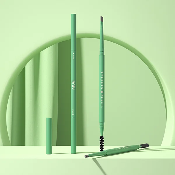 three eyebrow pencils in green color tube