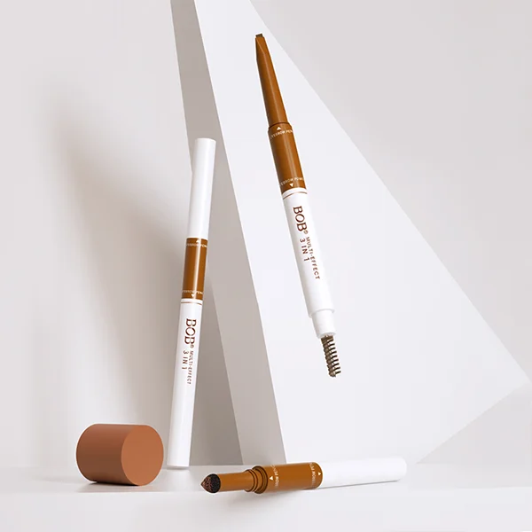 three eyebrow pencils with brush