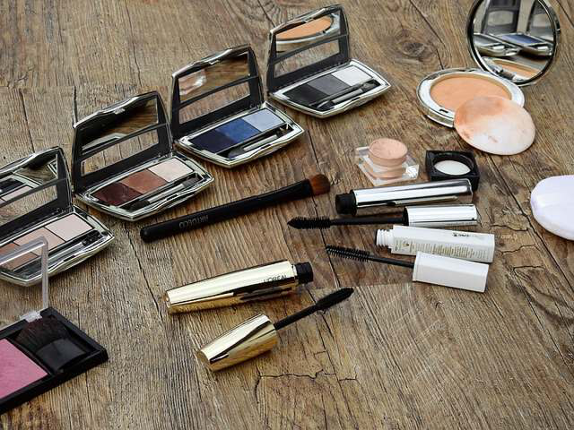 piles of cosmetics 